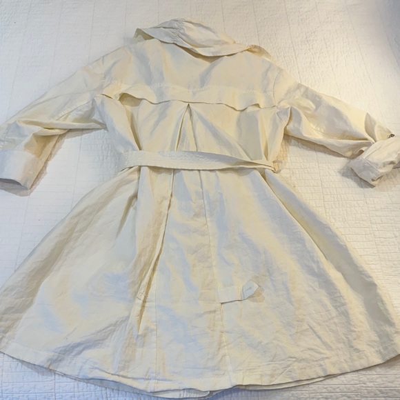 Lafayette 148 Small Waxy Linen Trench Coat Women's Cream Belted - Picture 5 of 9